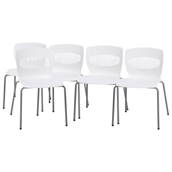 Flash Furniture HERCULES Series Plastic Stack Chair with Lumbar Support White 5 Pack (5RUTNC618WH)