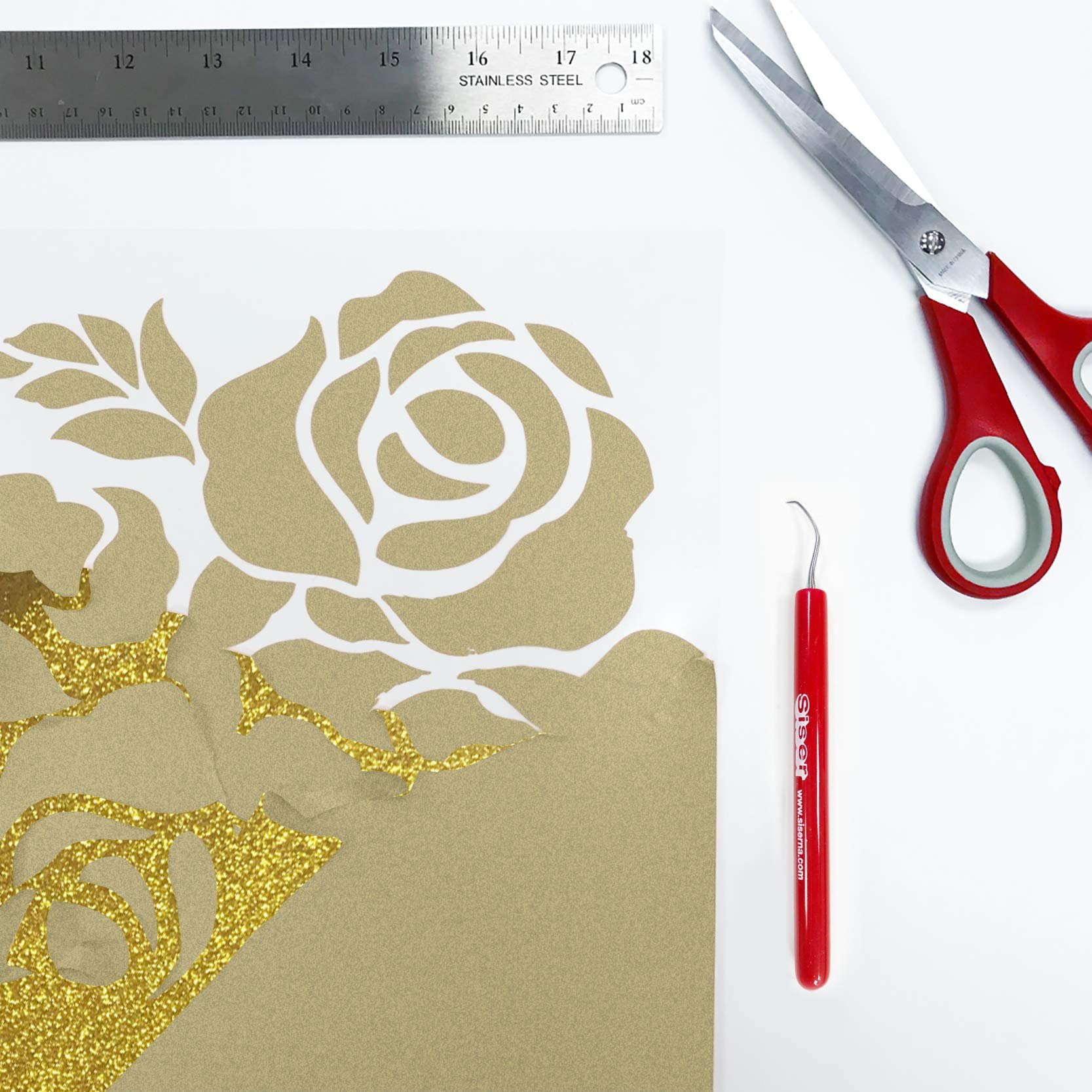 Siser Glitter HTV 20" x 3ft Roll - Iron on Heat Transfer Vinyl Gold