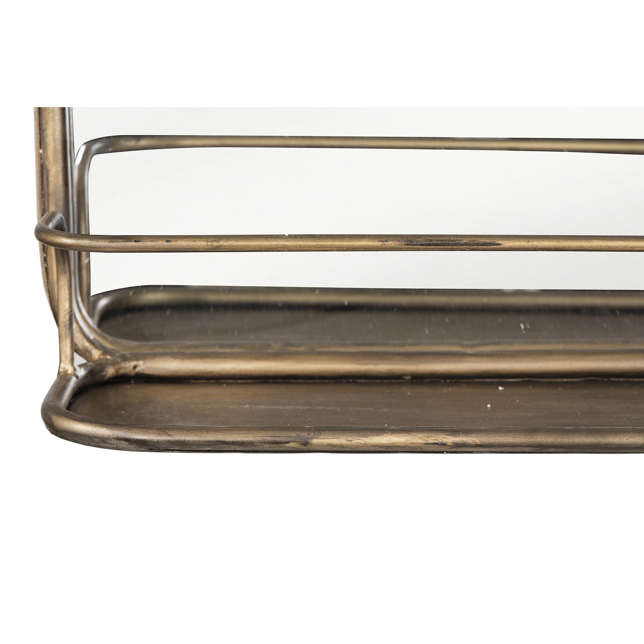 Creative Co-Op Wide Metal Framed Wall Mirror with Shelf, Brass