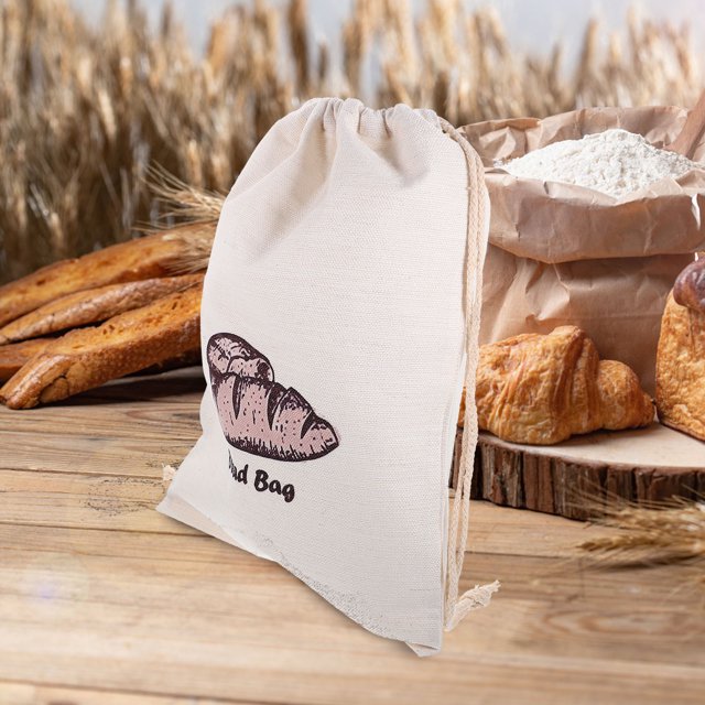 unbranded Bolsa De Lino Para Pan Con De Cordón Beige Para Almacenamiento Y Embalaje Reutilizable