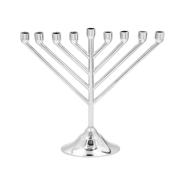 The Dreidel Company Hanukkah Menorah Rambam Design for Chanukah, Candles Sold Separately (Silvertone)