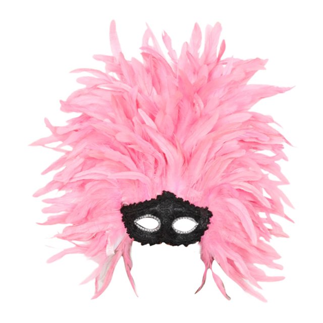 Tocado de plumas, máscara de plumas, adorno para la cabeza, accesorio para cosplay Rosa claro