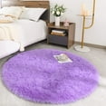 thumbnail image 3 of YJ.GWL Round Fluffy Area Rugs Fluffy Carpet Plush Rug for Living Room Bedroom Circular Fuzzy Mat, 6x6 Ft, Purple, 3 of 6