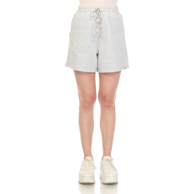 White Mark Short en Molleton Longline Extensible à Taille Haute pour Femmes
