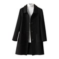 thumbnail image 4 of Mid Length Coat With Notch Lapel Button Front Pockets Long Sleeve Winter Outerwear For Cold Weather, 4 of 4