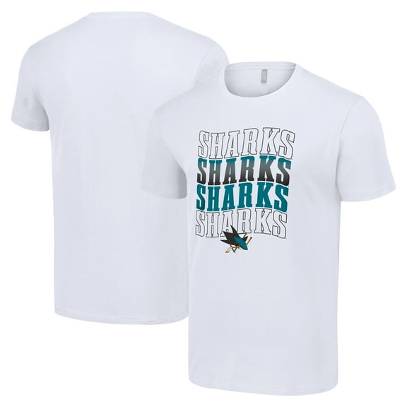 Men's Starter White San Jose Sharks Four Team Name Logo T-Shirt
