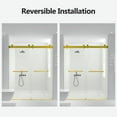 thumbnail image 2 of Topcobe 56-60" W X 76" H Frameless Double Sliding Soft-Close Shower Door in Brushed Gold, 3/8 In. (10mm) Thick Tempered Glass Door, Glass Shower Door, Walk In Shower Kit, Bathroom Glass Door, 2 of 13
