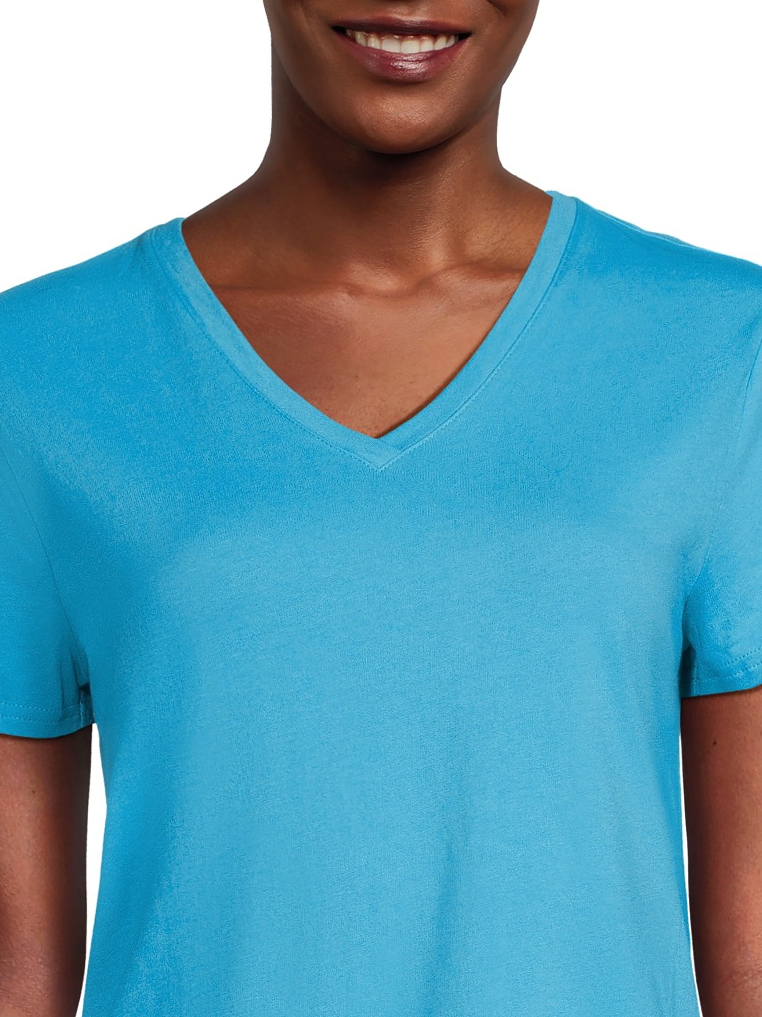 RealSize Women's V-Neck Tee with Short Sleeves, Sizes XS-3XL