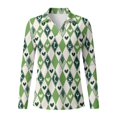 thumbnail image 4 of Jeiento Women's Green Argyle Golf Shirts, V Neck Outdoor Tops, Long Sleeve Moisture Wicking Quick Dry Lightweight Top for Tennis, Gym and Workout, 4 of 7