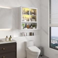 thumbnail image 5 of Metal Bathroom Cabinet Wall Mounted,Hanging - Cabinets with 2 Glass Doors,White 3-Tier Over The Toilet Wall Storage Cabinet,Wall Cabinet for Bathroom Laundry Room Kitchen, 5 of 14