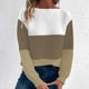 thumbnail image 4 of Suéter de cuello redondo para mujer, suéter de punto con empalme de color en contraste, cuello redondo, manga larga, blusa para mujer, 4 of 9