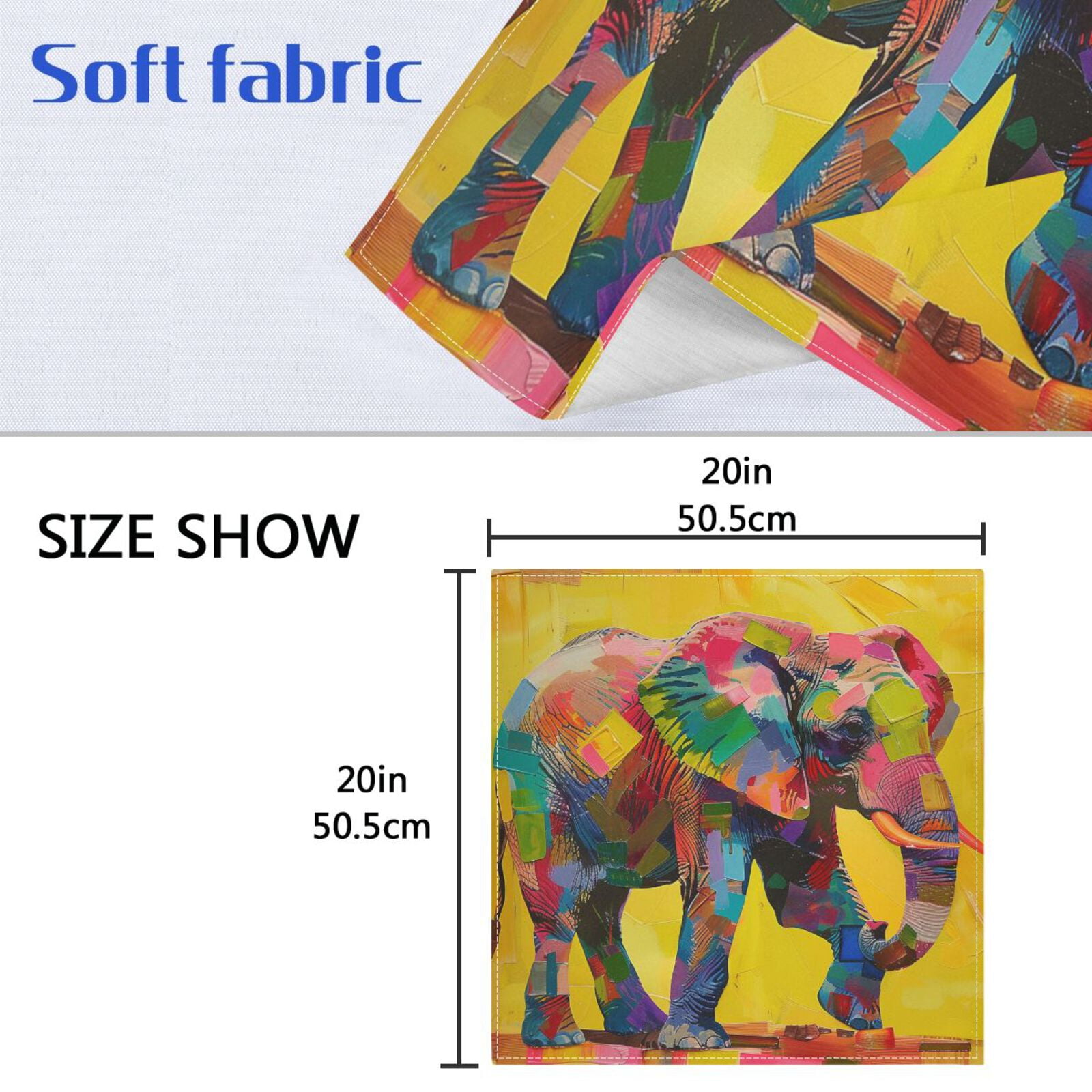 JSTEL Elephant Collage Cloth Napkins Set of 6, 20x20 Inch Washable and Reusable Napkin for Decoupage Dinner Party Everyday Use