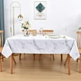 thumbnail image 2 of Vinyl Tablecloth for Rectangle Tables, Waterproof PVC Plastic Table Cloth Covers Oblong Oval Oilcloth Wipeable Tablecloths for 7 Foot Large Picnic Table Outdoor Camping White Marble, 60x84 Inch, 2 of 6