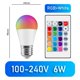 thumbnail image 1 of Bombilla LED RGBW E27, E14, GU10, B22, punto de AC100-240V, lámpara mágica cambiable + Control IR, decoración RGB, blanco, 1 of 4