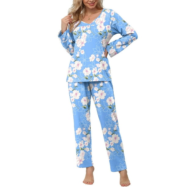 Anygrew Women's Pajamas Set Long Sleeve Shirts and Long Pants 2 Piece ...