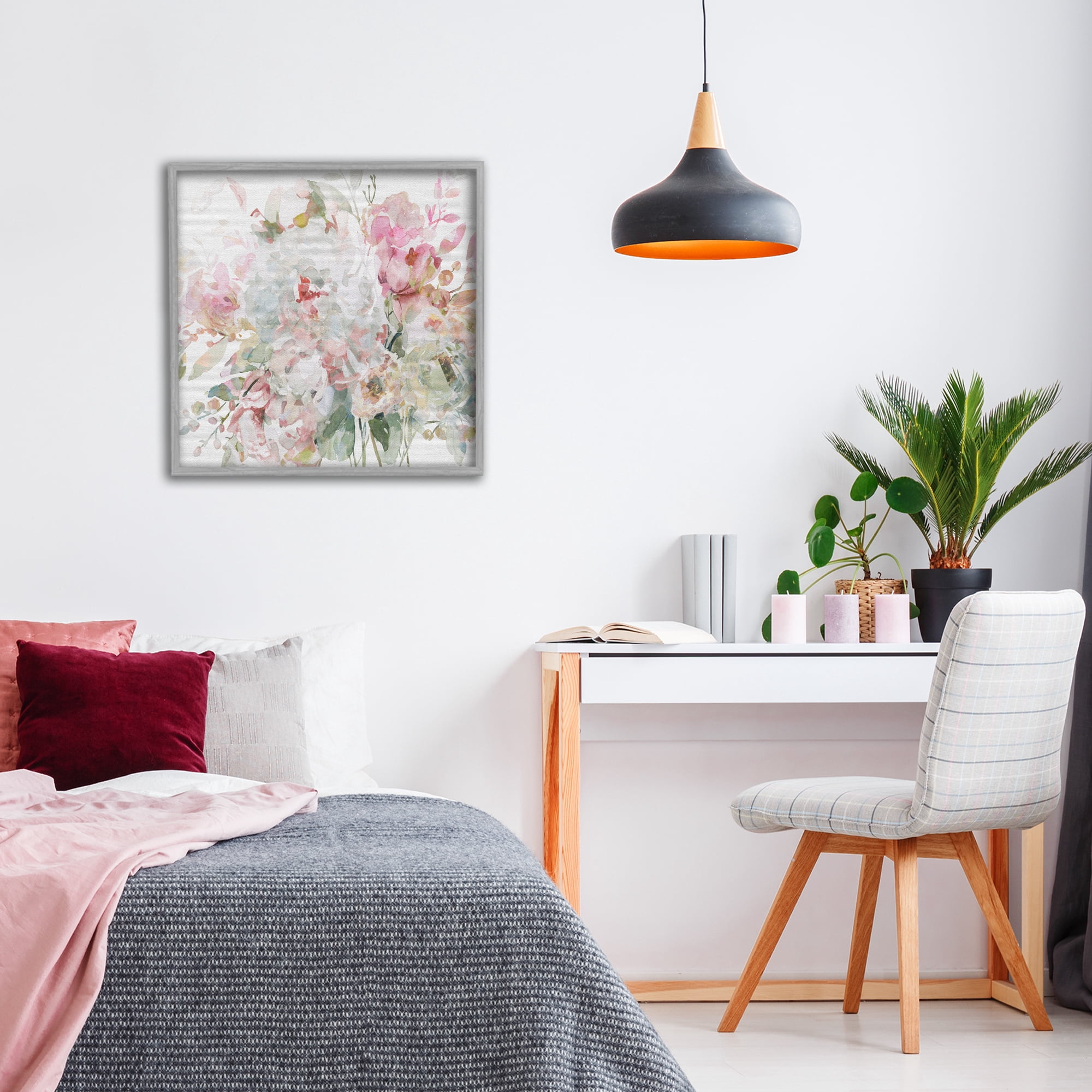 Stupell Industries Romantic Pastel Blossoms Gray Framed Giclee Art, design by Carol Robinson