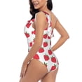 thumbnail image 5 of Yiaed Cartoon Strawberry Print Women One Piece Swimsuits Tummy Control One Shoulder Bathing Suits Pattern Ruffle Swimwear-Large, 5 of 8