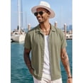 thumbnail image 4 of RICHCOIN Mens Linen Shirts Cuban Hawaiian Shirts Short Sleeve Button Down Casual Summer Beach Tops, 4 of 6
