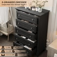 thumbnail image 5 of Black 5 Drawer Dresser for Bedroom, 48" Tall Wood Dresser & Chests of Drawers with Deep Drawers, Modern Chest Organizer with Metal Handles for Living Room, Hallway, Entryway, 5 of 7