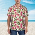 thumbnail image 4 of Balery Rose Flowers Print Men's Hawaiian Shirts Short Sleeve Beach Shirt Relaxed Fit Vacation Button Down Shirts-Medium, 4 of 9