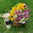thumbnail image 2 of 6 Bundles Artificial Fake Flowers Daisy Bouquets Outdoors Silk Faux Wild Colorful Flowers Daisies with Stems for Indoor Outside Home Garden Grave Cemetery Decor (Purple White & Yellow), 2 of 8