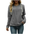 thumbnail image 2 of Womens Hoodies Pullover Casual Long Sleeve Sportswear Hooded And Winter Clothing Long Sleeved Pocket Drawstring Hooded Sweatshirt, 2 of 6