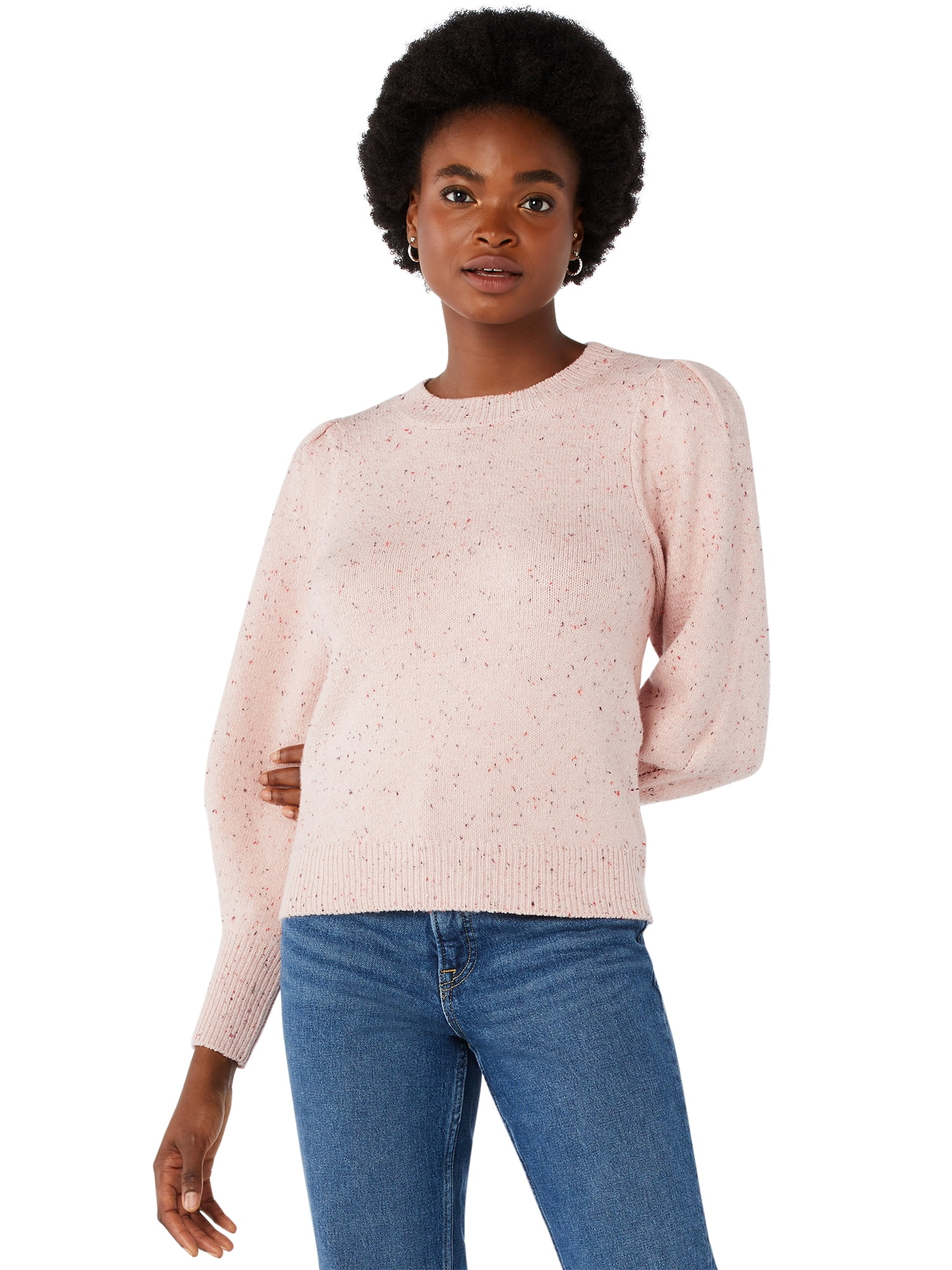 Free Assembly Women's Puff Shoulder Sweater - Walmart.com