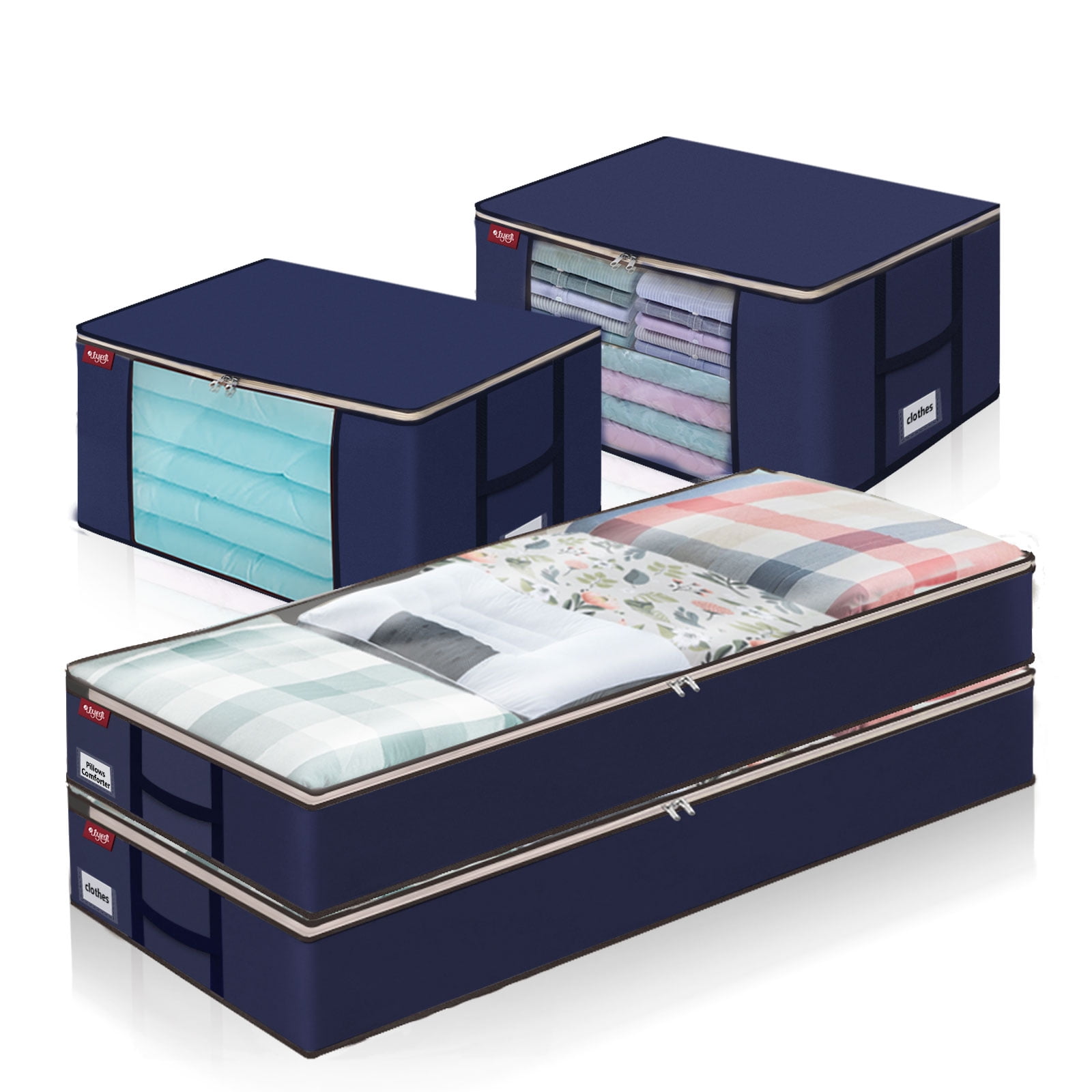 2x Fabric Foldable Clothes Storage Bag Clothing Storage Cube Home Organizer Box 