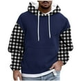 thumbnail image 2 of Mens Fleece Lined Hoodies & Sweatshirts Big & Tall M-4X Plus Size Pullover Hoodie Long Sleeve Trendy Plaid Printed Thermal Warm Fall Winter Sweatshirt, 2 of 5