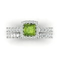thumbnail image 2 of 2.01 ct Brilliant Princess Cut Natural Peridot 14k White Gold Halo Solitaire with Accents Engagement Bridal Wedding Ring Band Set size 3.5, 2 of 7