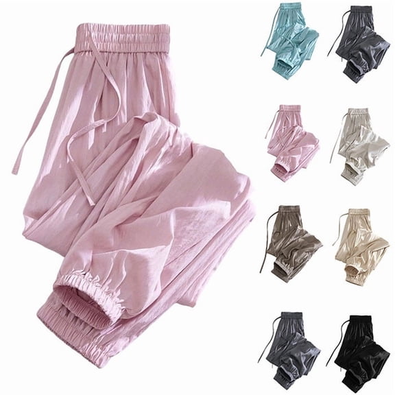Plus Size Jogger Pants for Women Solid Lightweight Elastic High Waist Drawstring Relaxed Loungewear, Cozy Style, Sizes M-5XL