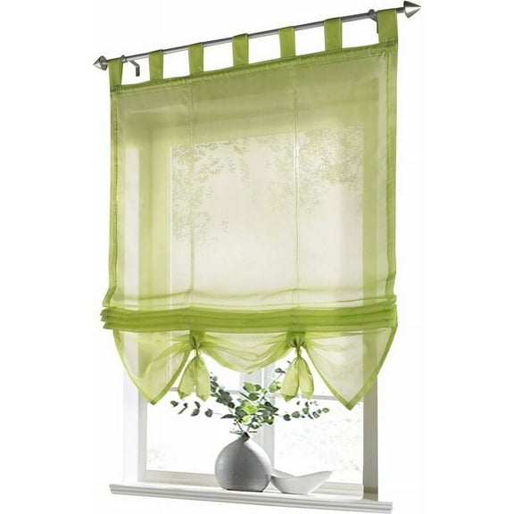 Roman blind with loop curtains Kitchen Roman blinds Sheer blind loop curtains Modern voile green WxH 80x155cm 1 piece