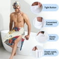 thumbnail image 4 of Colevkie Men's 2 Pcs Bath Wrap Set Bath Skirt & Bath Towel Polyester Adjustable Quick Drying Soft for Home Hotel Beach Sauna Printed Feathers Pattern, 4 of 7