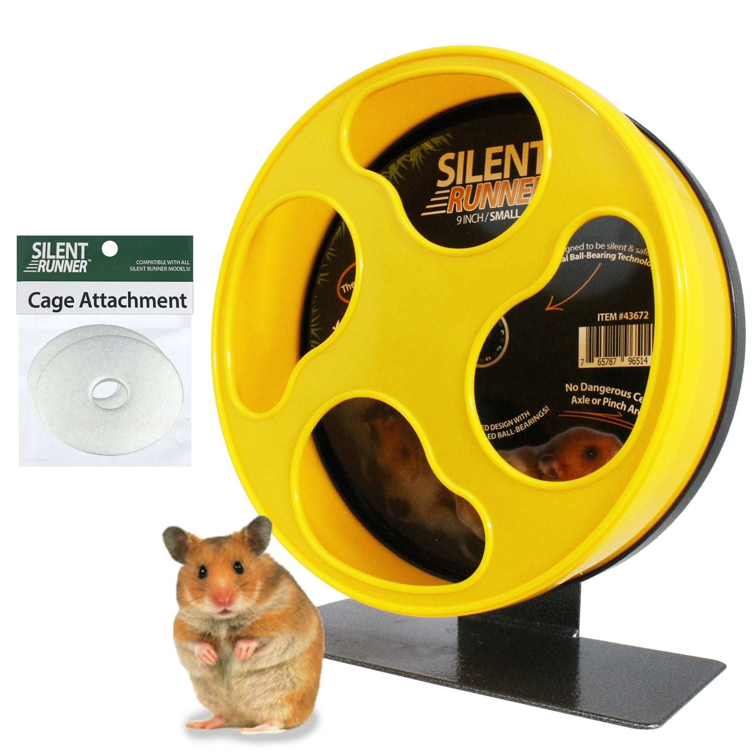 Exotic Nutrition Silent Runner 9" Pet Exercise Wheel + Cage Attachment
