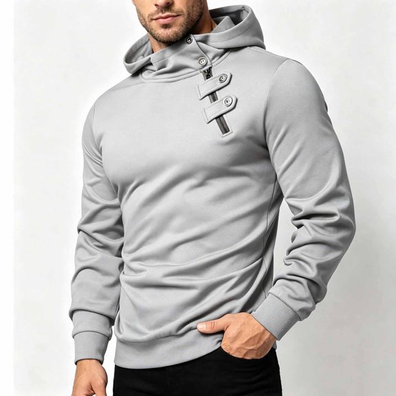 Gamivast Quarter Zip Pullover Hoodie for Men Soft Athletic Fit Long Sleeve Hooded Sweatshirt with Button Tab Details and Ribbed Cuffs for Casual Workout Travel Streetwear Gray L