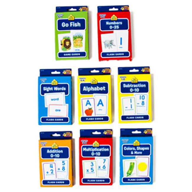Alphabet Numbers 0 25 Colors And Shapes Sight Words Addition 0 10 Subtraction 0 10 Multiplication 0 10 Go Fish School Zone Flash Cards 8 Pack Learning Education Toys Games Protekal Mk