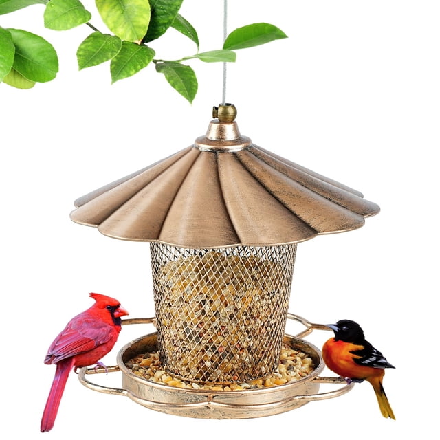 Comedero para pájaros LBTING, con forma de pétalos de flores, metal a prueba de ardillas