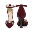 thumbnail image 4 of BLISSFUL STEP Pointed Toe Ankle Strap Rhinestone Stiletto High Heel Pumps for Women Burgundy 7.5, 4 of 7