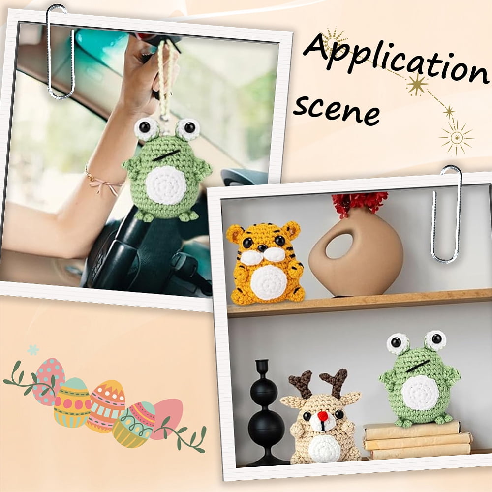 1 Set 1 Set Elk/Tiger/Frog DIY Knitting Kits for Beginners Cotton Spacer Eye Locking Stitch Marker Mixed Color 14x1.3x1cm