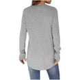 thumbnail image 6 of Sevevn Women'S Casual Solid Color Round Neck Long Sleeved Tops Gray XL Holiday Gift Finder, 6 of 6