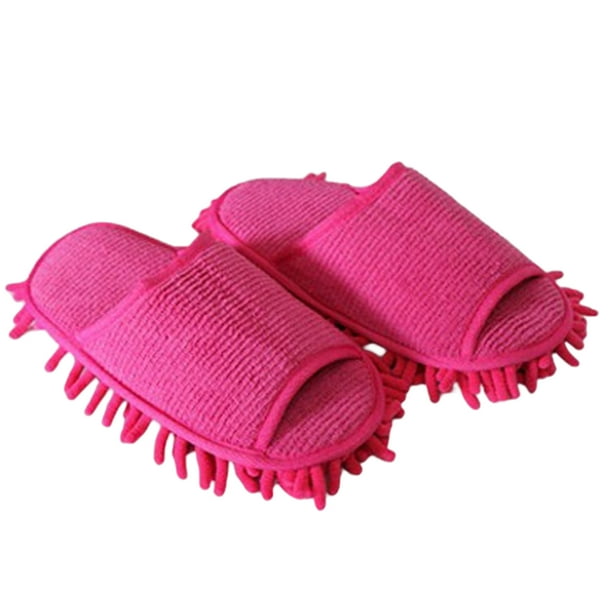 Guardurnaity 1 par de zapatillas para limpieza de suelo, sala de estar, dormitorio, baño, zapatillas absorbentes de agua, trapear el polvo, calzado Calzado Rosa roja