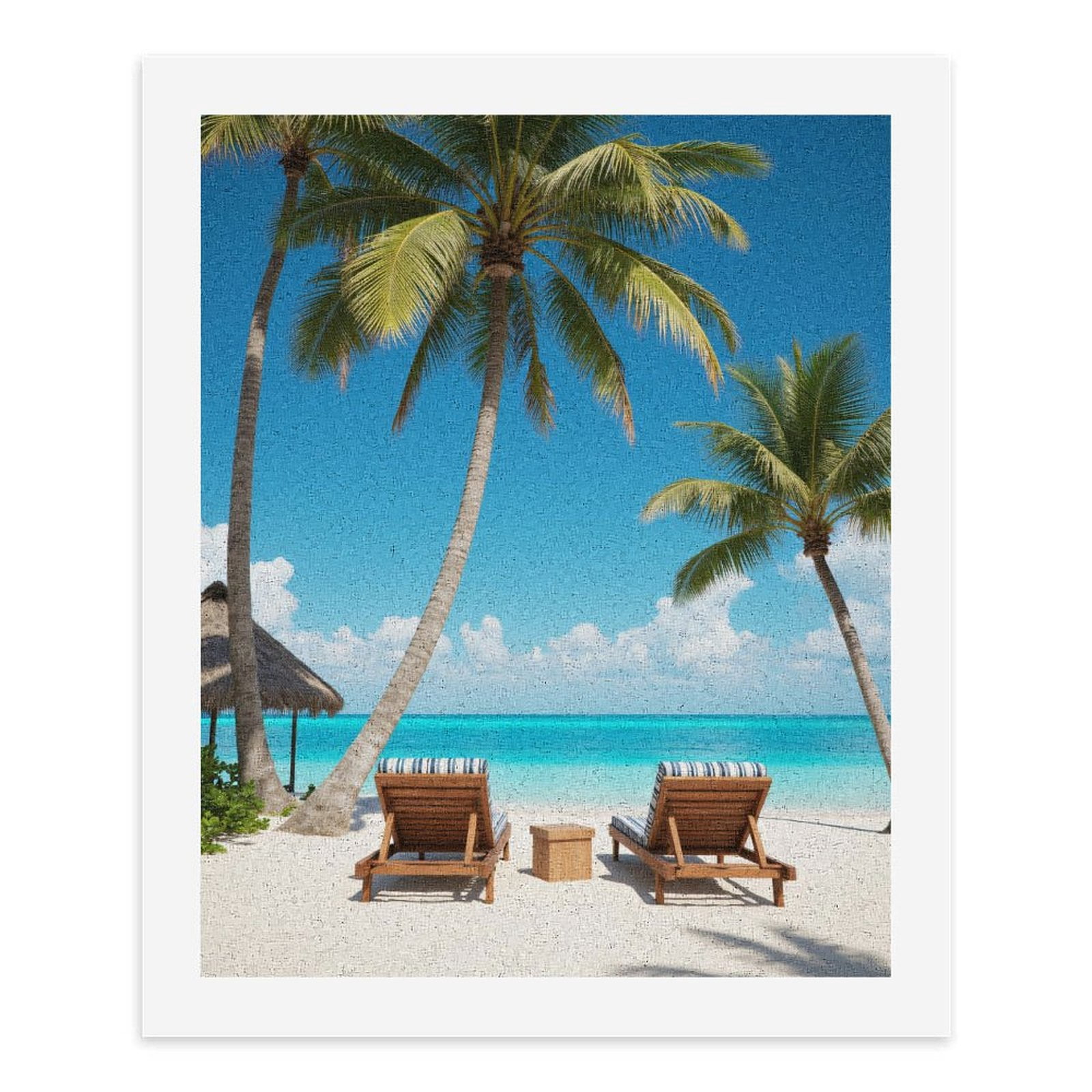 Paint by Numbers Kit for Adults, Tropical Paradise Beach Chairs Ocean Paint by Numbers, Easy Paint by Numbers Kit for Adults Beginner, DIY Adult Paint by Number Kits on Canvas, 12x16in Home Decor
