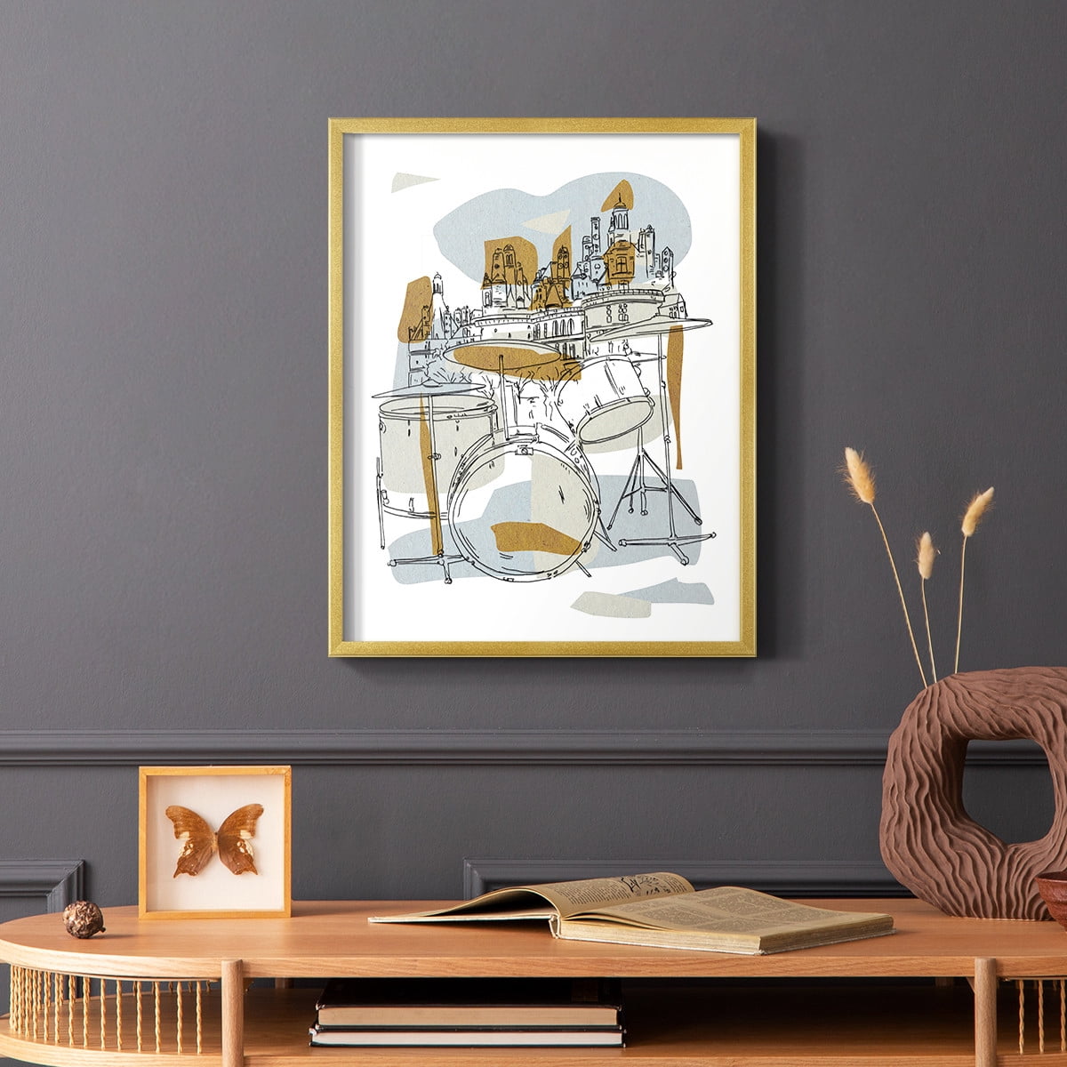 Rehearsal IV Framed Print in Gold Solid Wood Framed Print No Nail Hanging