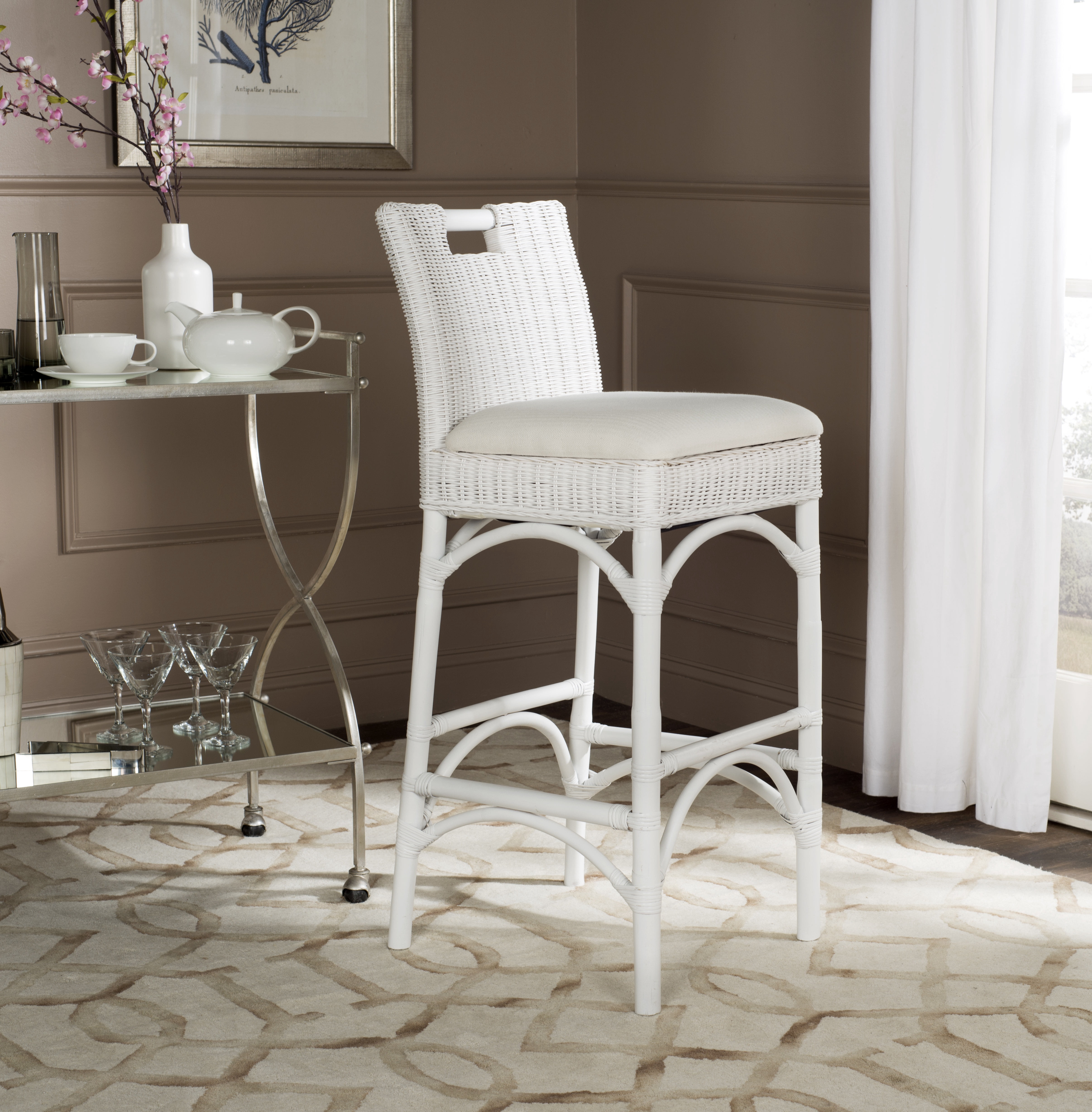 SAFAVIEH Fremont Square Mid Back Bar Stool, White