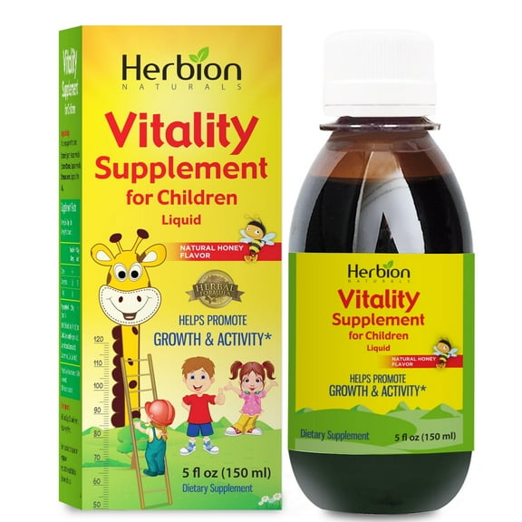Herbion Naturals Vitality Supplement for Children - Promotes Growth & Appetite - Relieves Fatigue - Improves Mental & Physical Performance – Boosts Energy - 5 fl oz – 150 mL – For Kids 1 Yrs & Above