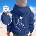 thumbnail image 6 of Oiyii Little Girl's Minimal Graphic Hoodie Long Sleeve Heart Hand Line Print Hooded Sweatshirt Outdoor Pullover Top,Blue, 6 of 6