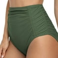 thumbnail image 4 of Womens High Waisted Bikini Bottom Ruched Side Swimsuits Bottoms Solid Tankini Briefs, 4 of 6