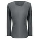 thumbnail image 3 of MHFRRA Camiseta Informal de Manga Larga Acanalada con Cuello Redondo y Corte Entallado para Mujer Gris, 3 of 4