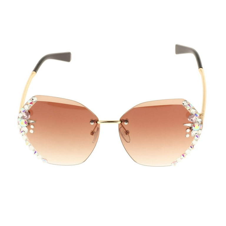 CHANEL Vintage Diamond Rimless Square Sunglasses