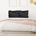 thumbnail image 2 of Unique Bargains 2-Piece Satin Ruffled Edge Pillowcases, Euro, Black, 2 of 7